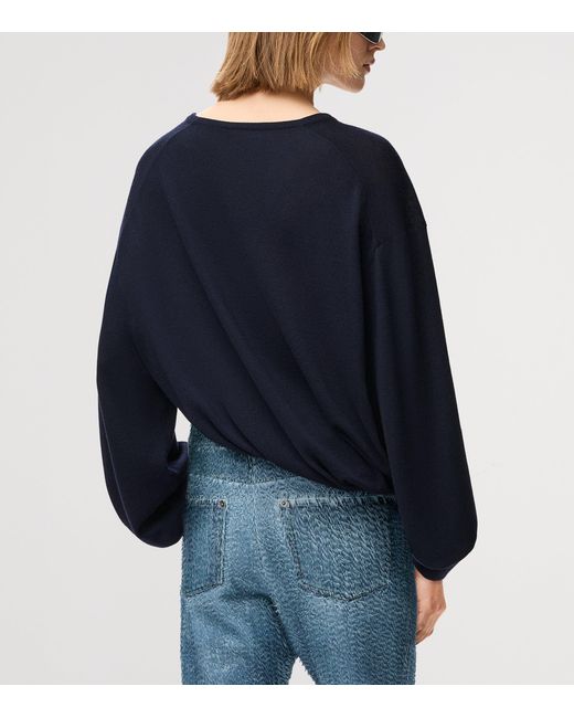 Loewe Blue Wool-Blend V-Neck Sweater