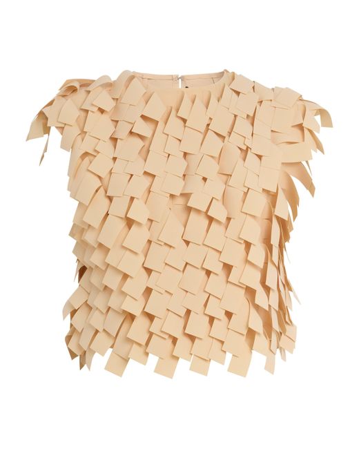 A.W.A.K.E. MODE Natural Fringed Crop Top