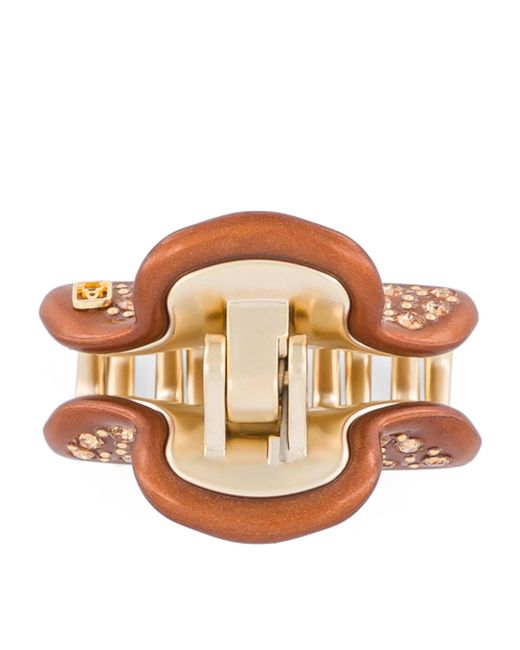 Alexandre De Paris Brown Plated Crystal-Embellished Claw Hair Clip