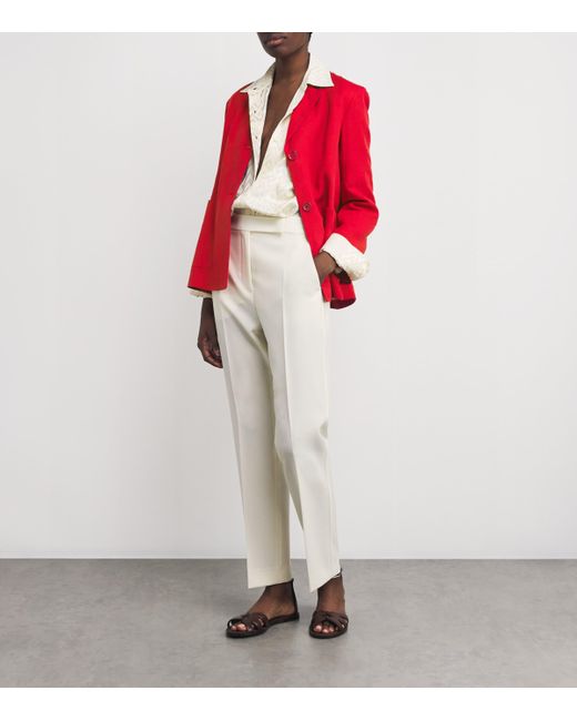 Max Mara Red Linen High-Button Blazer