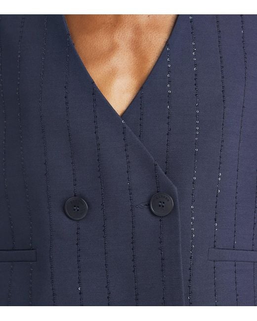 Sandro Blue Embellished Stripe Waistcoat