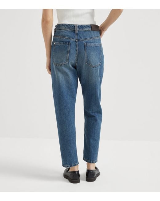Brunello Cucinelli Blue Baggy Tapered Jeans