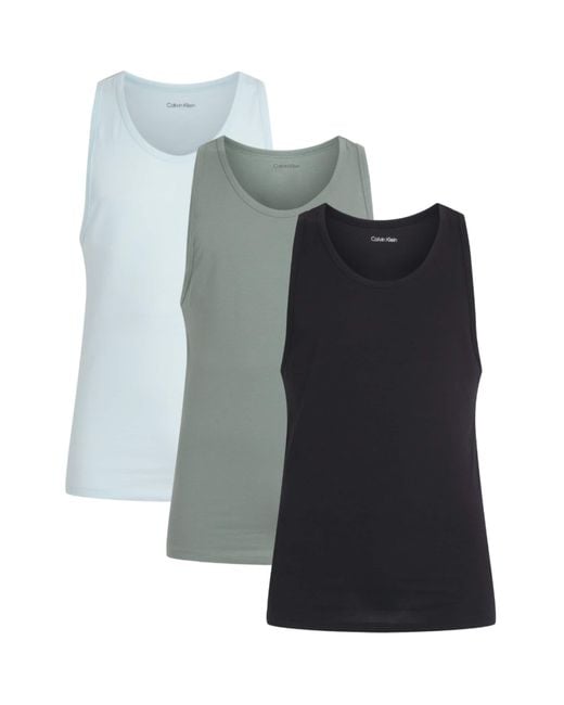 Calvin Klein Blue Stretch-Cotton Vests for men