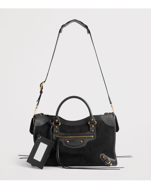 Balenciaga Black Medium Suede Le City Top-Handle Bag