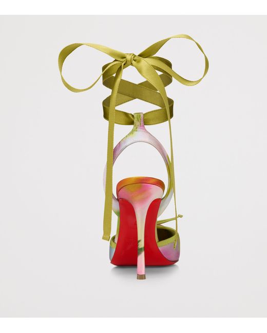 Christian Louboutin Green Cassia Lace-Up Botanica Satin Pumps 100