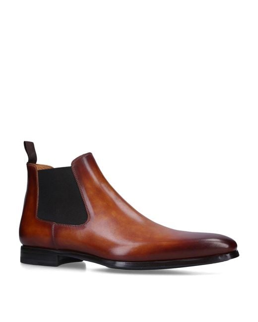Magnanni Shoes Brown Leather Chelsea Boots for men