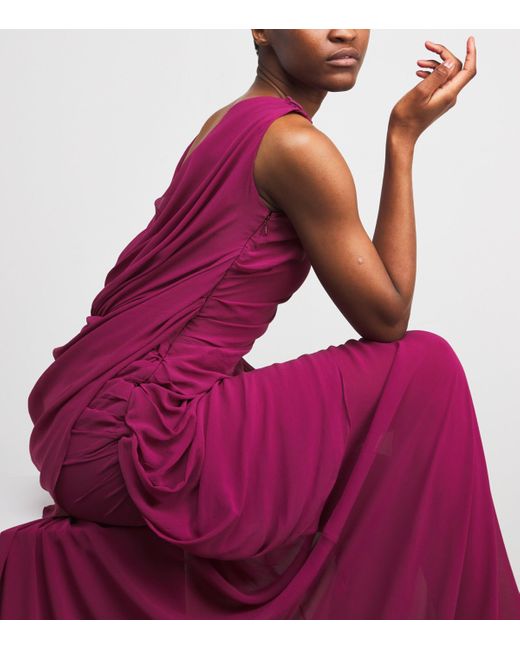 Sandra Mansour Purple Silk-Blend Crepe Ombre Gown