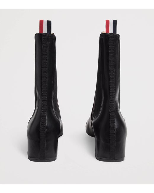 Thom Browne Black Leather Mid-Calf Chelsea Boots 40