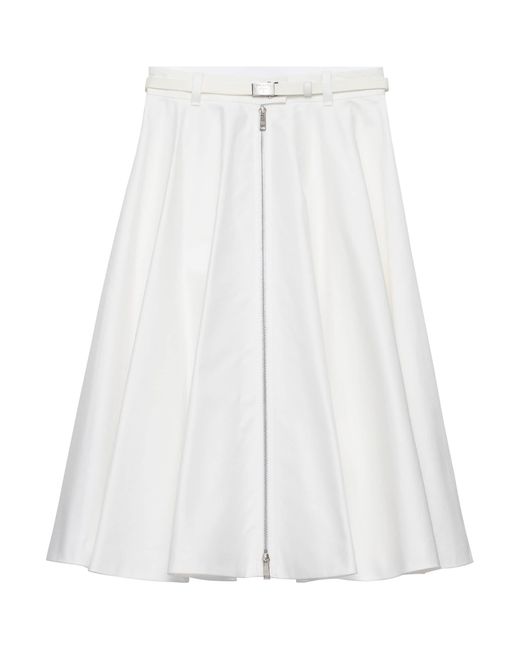 Prada White Chino Zip-Up Midi Skirt