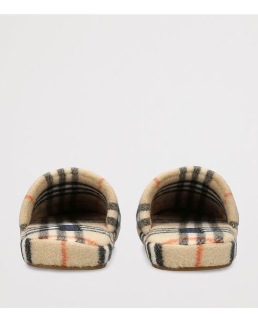 Burberry Natural Wool-Blend Check Slippers