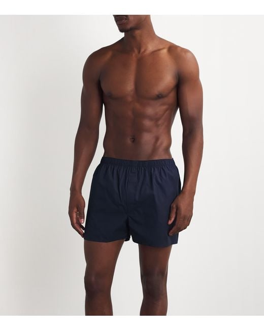Sunspel Blue Cotton Classic Boxer Shorts for men