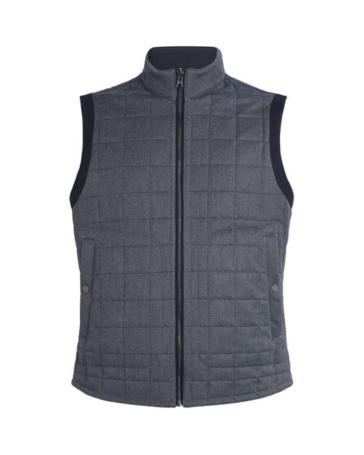 Pal Zileri Blue Quilted Reversible Gilet for men