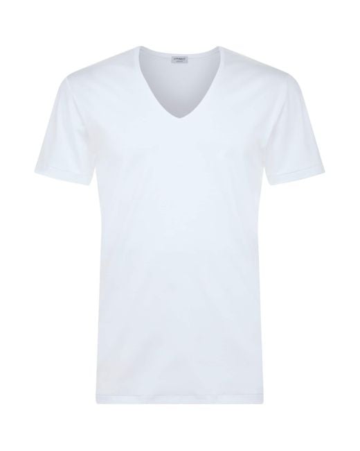 Zimmerli of Switzerland White 286 Sea Island V-Neck T-Shirt for men
