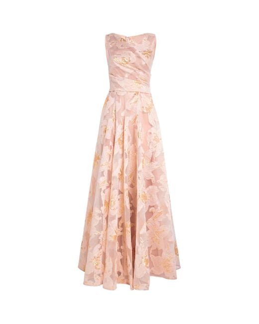 Talbot Runhof Pink Embroidered Floral Gown