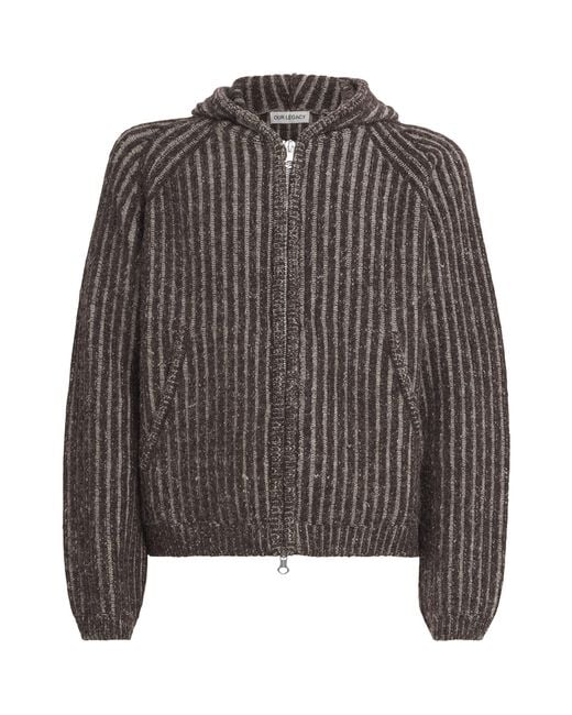 Our Legacy Black Wool Level Hood Hoodie for men