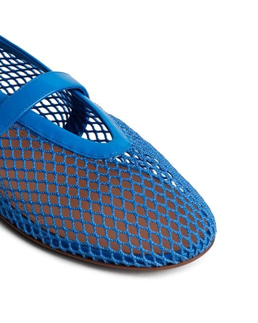 Alaïa Blue Leather Mesh Ballet Flats