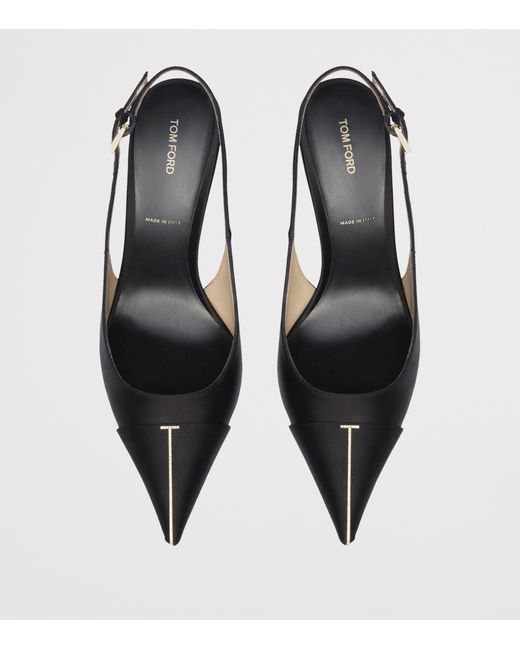 Tom Ford Black Satin Slingback Pumps 105