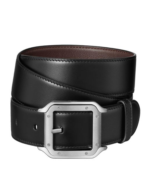 Cartier Black Leather Santos De Reversible Belt for men