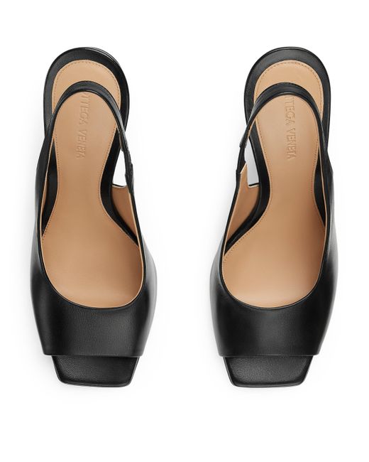 Bottega Veneta Black Leather Knot Slingback Heels 90