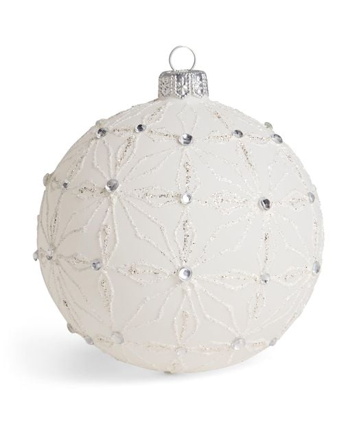 Harrods White Glitter Snowflake Bauble
