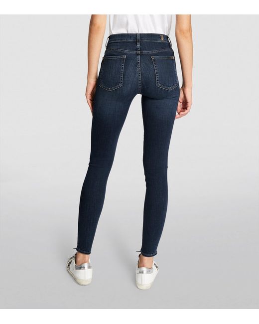 7 For All Mankind Blue Slim Illusion Luxe Skinny Jeans