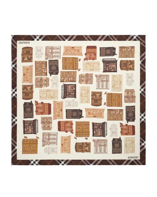 Burberry Metallic Silk Storefront Print Scarf