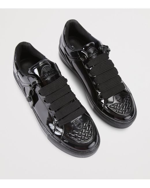 Kurt Geiger Black Patent Leather Southbank Tag Sneakers for men