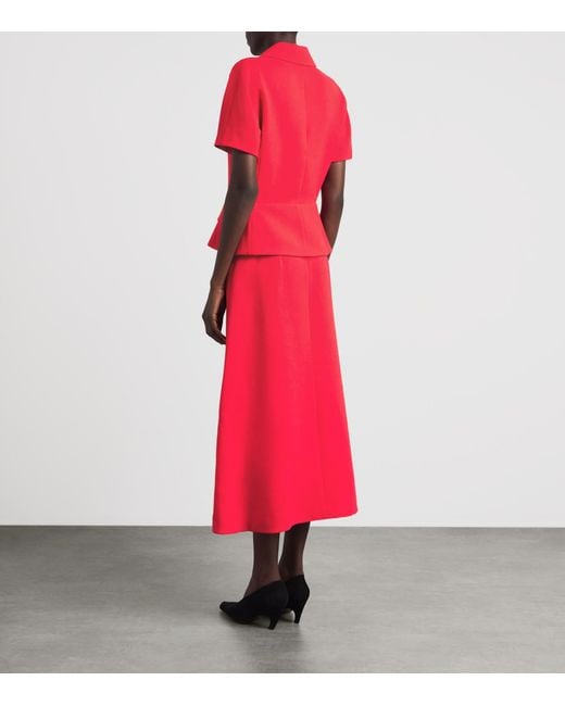 Emilia Wickstead Red Wool Alexina Midi Dress