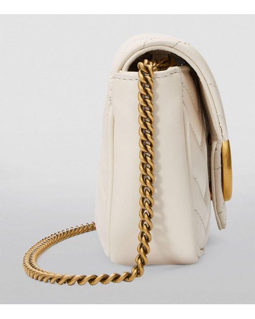 Gucci Natural Super Mini Leather Marmont Matelassé Shoulder Bag