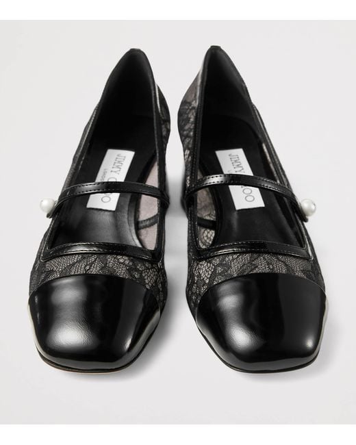 Jimmy Choo Black Elisa 45 Lace Mary Jane Pumps