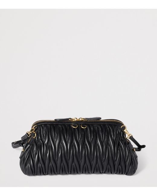Miu Miu Black Matelassé Leather Clutch Bag