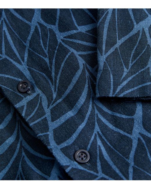 Vince Blue Linen-blend Leaves Shirt for men