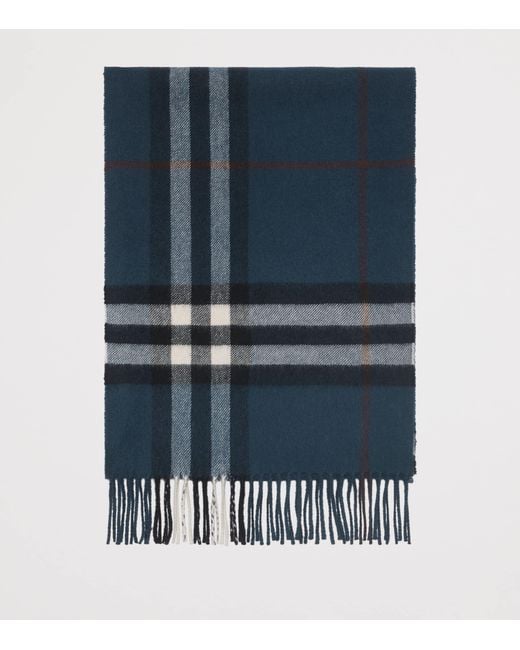 Burberry Blue Cashmere Check Scarf
