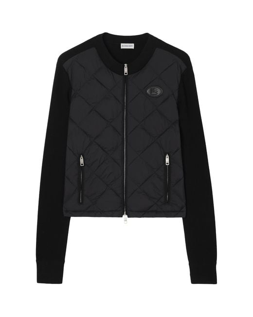 Burberry Black Quilted Wool-Trim Fulbrook Jacket