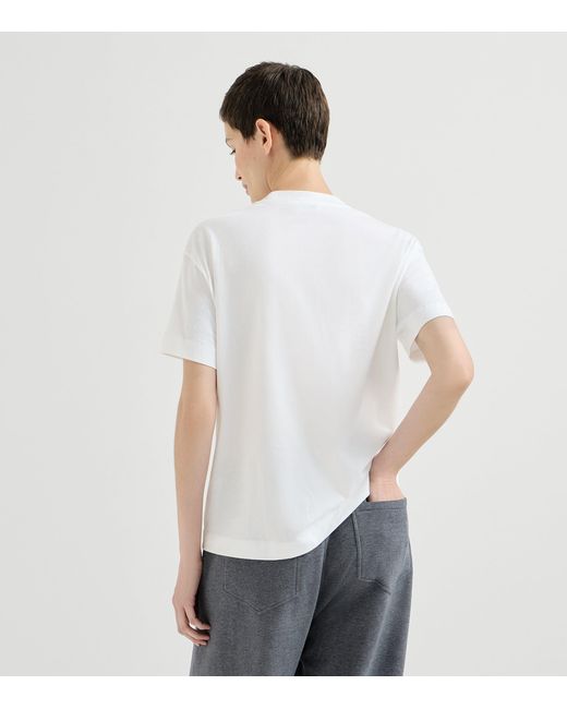 Brunello Cucinelli White Cotton Monili-Trim T-Shirt