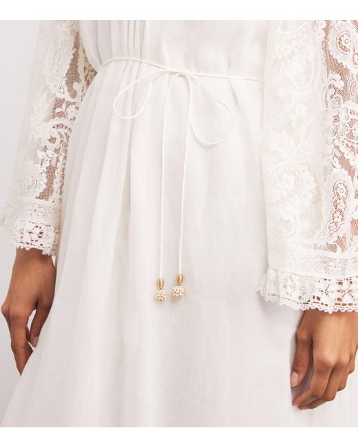 Zimmermann White Lace Ascension Midi Dress