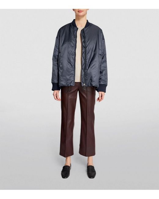 Max Mara Blue Quilted Bomber Jacket