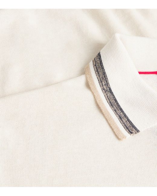 Isaia White Silk-Linen Polo Shirt for men
