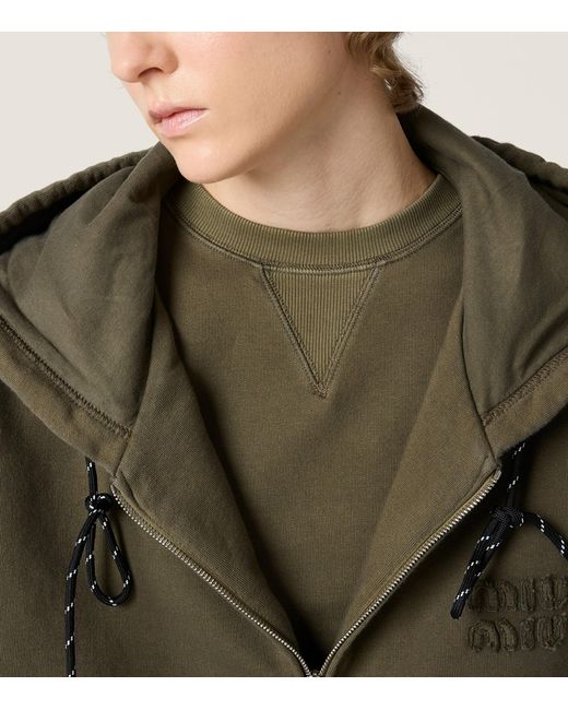 Miu Miu Green Cotton Oversized Hoodie