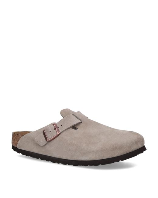 Birkenstock Gray Suede Boston Clogs for men