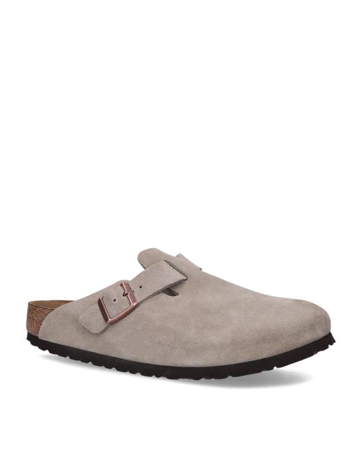 Birkenstock Gray Suede Boston Clogs for men