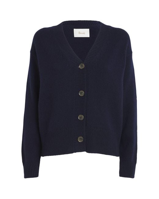 Harrods Blue Cashmere Boxy Cardigan