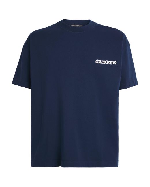 Cole Buxton Blue Cotton Balearic Graphic T-Shirt for men