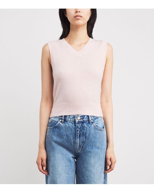 Sandro Pink Wool-Cashmere V-Neck Sweater
