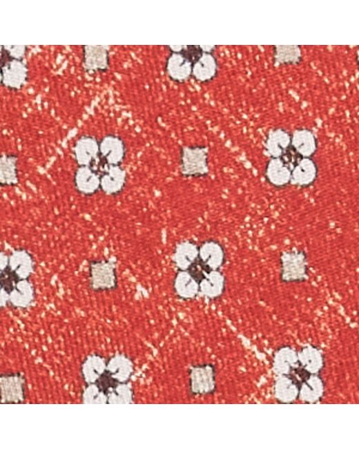 Isaia Red Silk Floral Tie for men