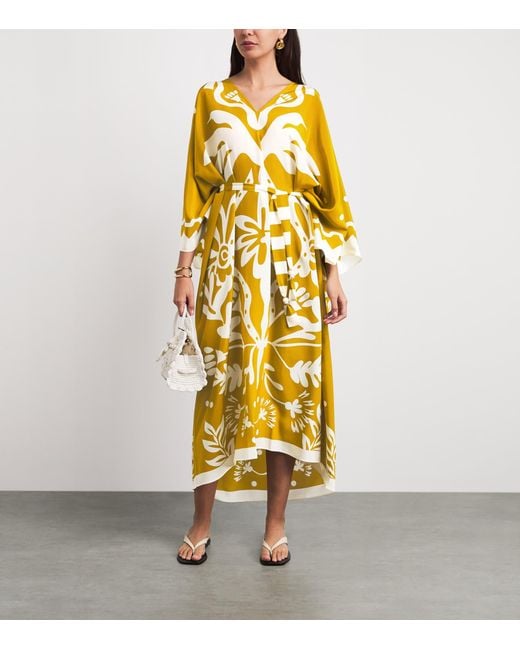 Eres Metallic Silk Printed Holi Kaftan
