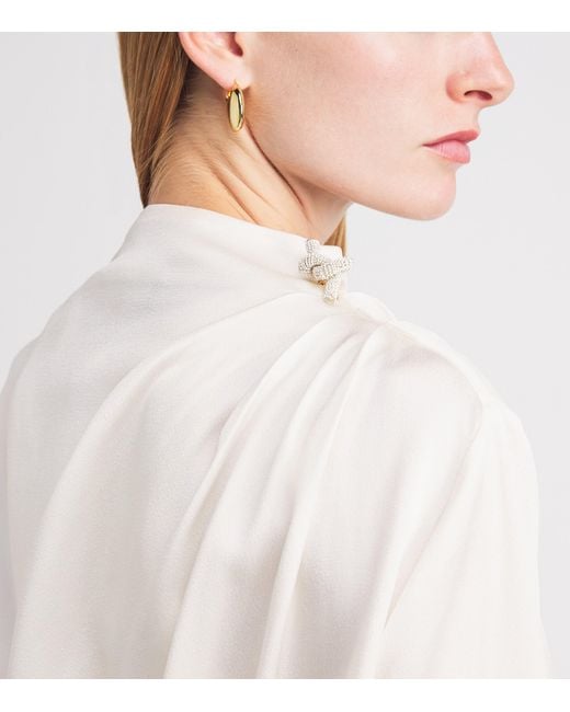 Fabiana Filippi White Feather-Trim Enver Top