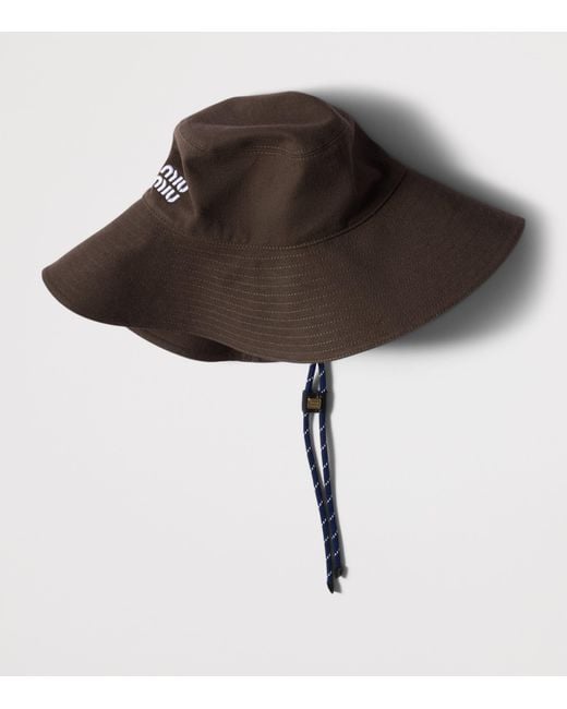 Miu Miu Brown Cotton Logo Hat