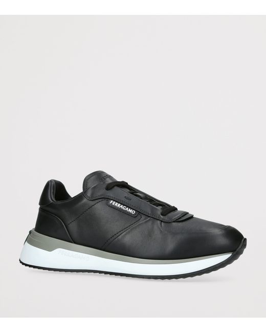 Ferragamo Black Leather America 1 Sneakers for men