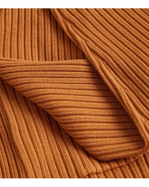 Joseph Brown Merino Wool-blend Ribbed Cardigan